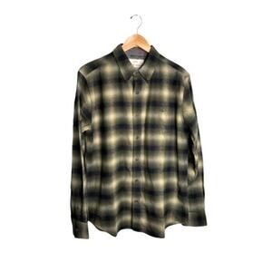 Weatherproof Vintage Button Up Mens Size Medium Plaid Green Black Pocket NWOT